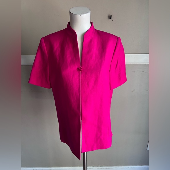Kasper Jackets & Blazers - Kasper Women's Bright Pink Short Sleeve Blazer